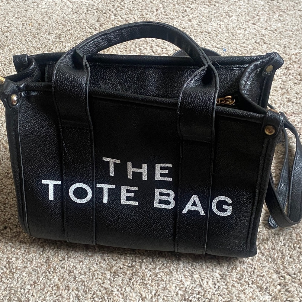 Elegant Black Tote Bag with White Accents